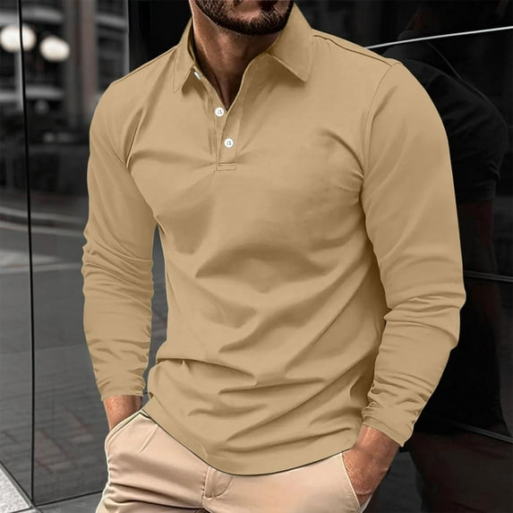asjyhkr Long Sleeve for Men Button Lapel Undershirts Mesh Breathable Casual Hiking Golf Fishing Shirts
