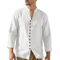 asjyhkr Long Sleeve for Men Button down Stand Collar Lightweight Casual Hiking Outdoor Vacation Shirts