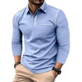 thumbnail image 1 of asjyhkr Long Sleeve for Men Crew Neck Button Lapel Pullover Breathable Gym Workout Running Shirts, 1 of 5