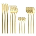 thumbnail image 1 of asjyhkr Matte Gold Silverware Set with Steak Knives,Stainless Steel Gold Flatware Set,16 PCS Set Cutlery Utensils Set Service for 4,Spoons and Forks Set, 1 of 1