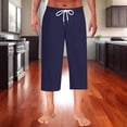 thumbnail image 1 of asjyhkr Men Lounge Capri Pants Straight Leg Elastic Drawstring Breathable Pants with Pockets, 1 of 7