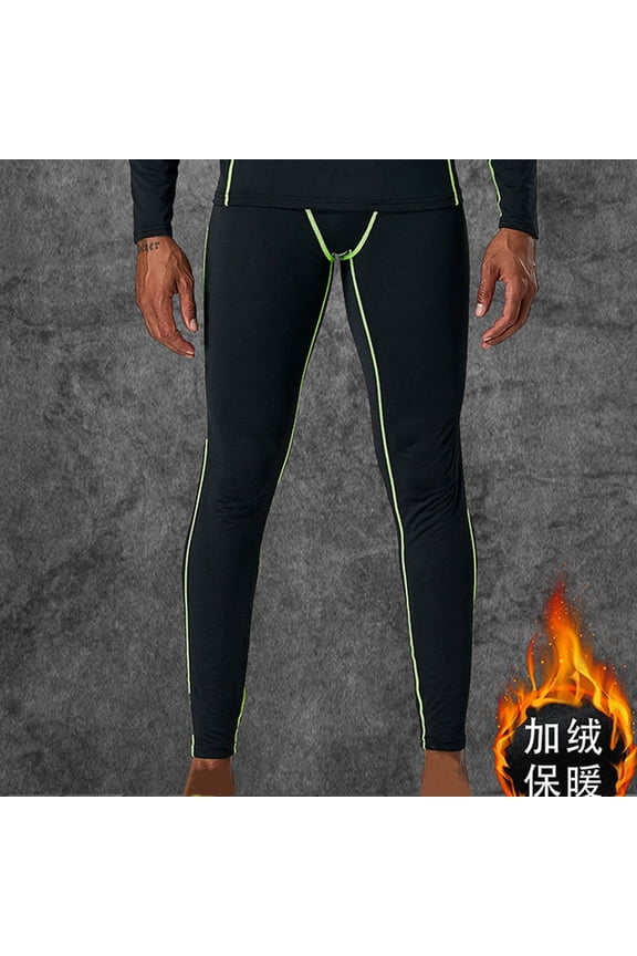 Mens Athletic Pants Fleece Lined Tights Stretch Thermal Underwear Running Gym Yoga Base Layer Pants
