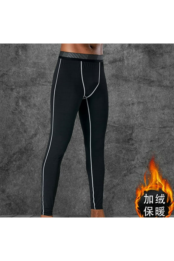 Mens Athletic Pants Fleece Lined Tights Stretch Thermal Underwear Running Gym Yoga Base Layer Pants