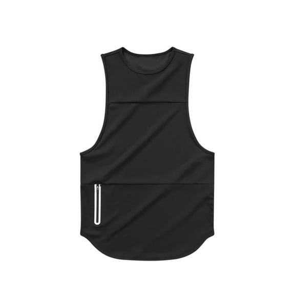 asjyhkr Mens Athletic Tank Tops Workout Running Gym Sleeveless Crew Neck Undershirt with Zipper Pocket