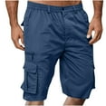 thumbnail image 1 of asjyhkr Mens Cargo Shorts Button Elastic Waist Lightweight Breathable Work Hiking Shorts with Multi Pockets, 1 of 5