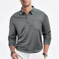 thumbnail image 1 of asjyhkr Mens Casual Shirts Button down Crew Neck Long Sleeve Pullover Breathable Golf Hiking Business Tops with Pocket, 1 of 7