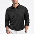 thumbnail image 1 of asjyhkr Mens Casual Shirts Button down Crew Neck Long Sleeve Pullover Breathable Golf Hiking Business Tops with Pocket, 1 of 7