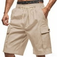 thumbnail image 1 of asjyhkr Mens Corduroy Cargo Shorts Casual Drawstring Elastic Waist Athletic Workout Running Gym Shorts with Multi Pockets, 1 of 6