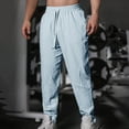thumbnail image 1 of asjyhkr Mens Cotton Line Pants Lightweight Breathable Elastic Waist Drawstring Casual Sweatpants with Pockets, 1 of 7