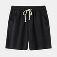 thumbnail image 1 of asjyhkr Mens Cotton Linen Shorts Drawstring Elastic Waist Casual Loose Fitted Comfy Summer Beach Shorts with Pockets, 1 of 7