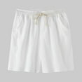 thumbnail image 1 of asjyhkr Mens Cotton Linen Shorts Drawstring Elastic Waist Casual Loose Fitted Comfy Summer Beach Shorts with Pockets, 1 of 7