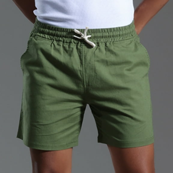 asjyhkr Mens Cotton Linen Shorts Summer Dress Shorts Drawstring Elastic Waist Casual Business Work Shorts