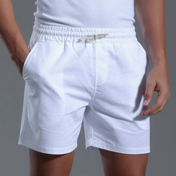 asjyhkr Mens Cotton Linen Shorts Summer Dress Shorts Drawstring Elastic Waist Casual Business Work Shorts