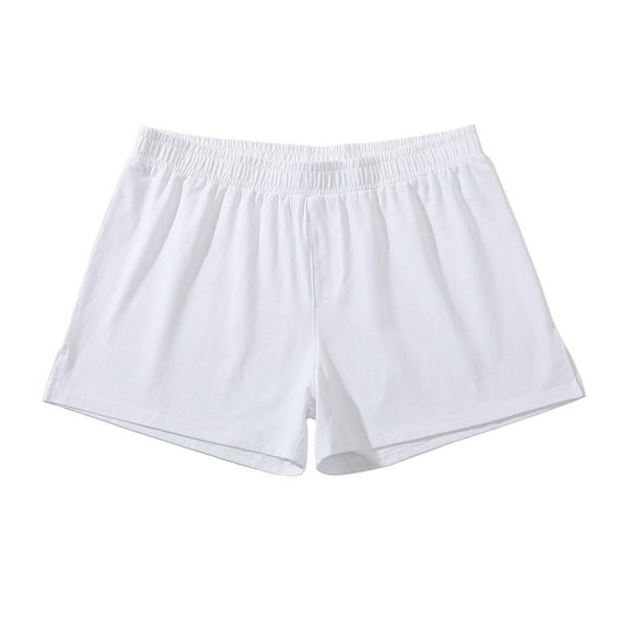 asjyhkr Mens Cotton Pajama Shorts Elastic Waist Comfy Stretch Lounge Bottom Sleep Shorts Nightwear