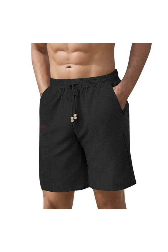 Mens Cotton Shorts Casual Drawstring Athletic Summer Running Workout Gym Shorts with Pockets