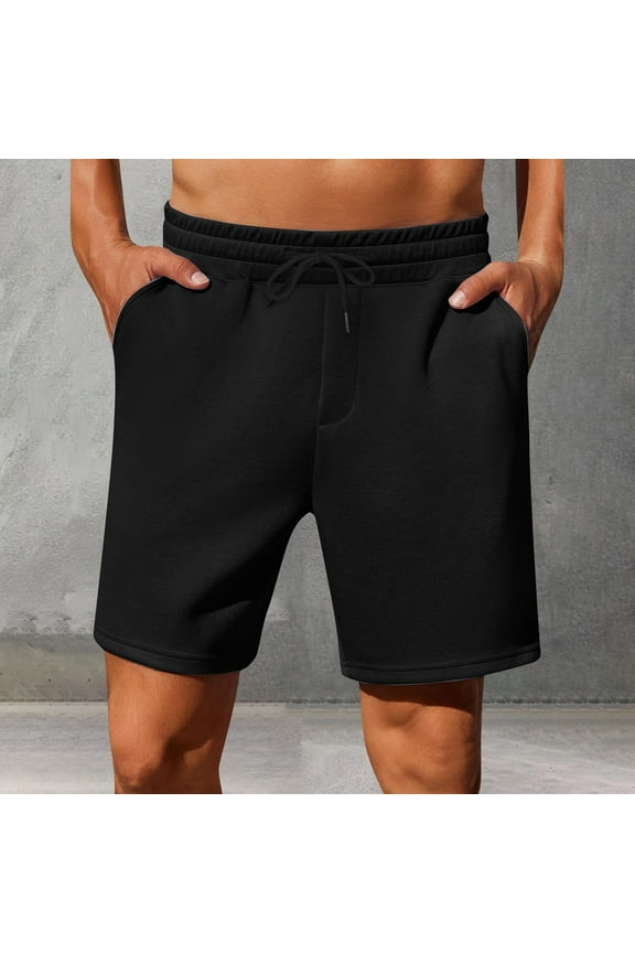 Mens Cotton Shorts Casual Loose Drawstring Elastic Waist Athletic Gym Running Workout Beach Shorts with Pockets