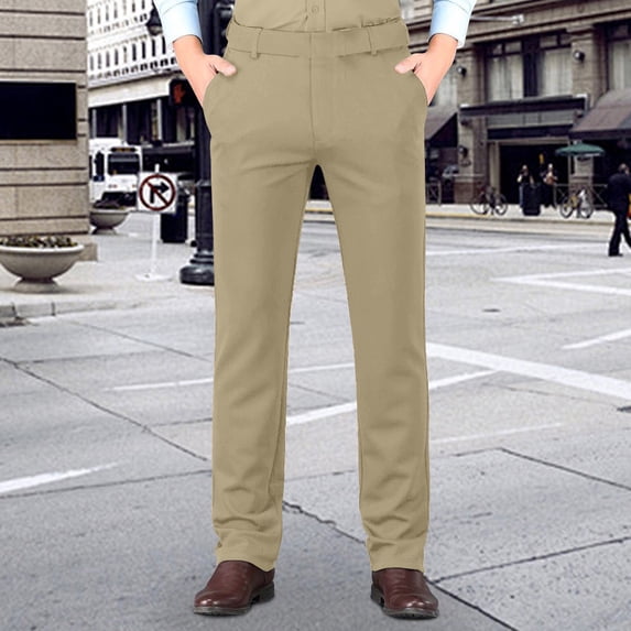 asjyhkr Mens Dress Pants with Pockets Casual Work Business Office Pants Casual Comfy Trousers