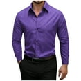 thumbnail image 1 of asjyhkr Mens Dress Shirts Long Sleeve Button Lapel Cardigan Casual Breathable Solid Color Work Business Tops with Pockets(M,Purple), 1 of 7