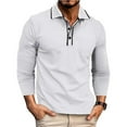 thumbnail image 1 of asjyhkr Mens Dress Shirts Long Sleeve Button down Crew Neck Pullover Lightweight Work Business Tops with Pocket, 1 of 7