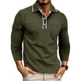 thumbnail image 1 of asjyhkr Mens Dress Shirts Long Sleeve Button down Crew Neck Pullover Lightweight Work Business Tops with Pocket, 1 of 7