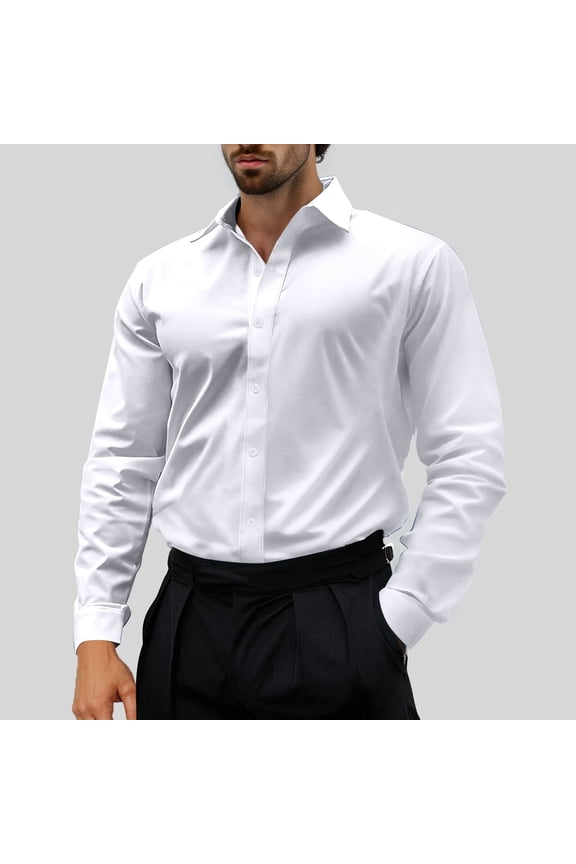 Mens Dress Shirts Long Sleeve Stand Collar Button down Lightweight Breathable Business Work Shirts