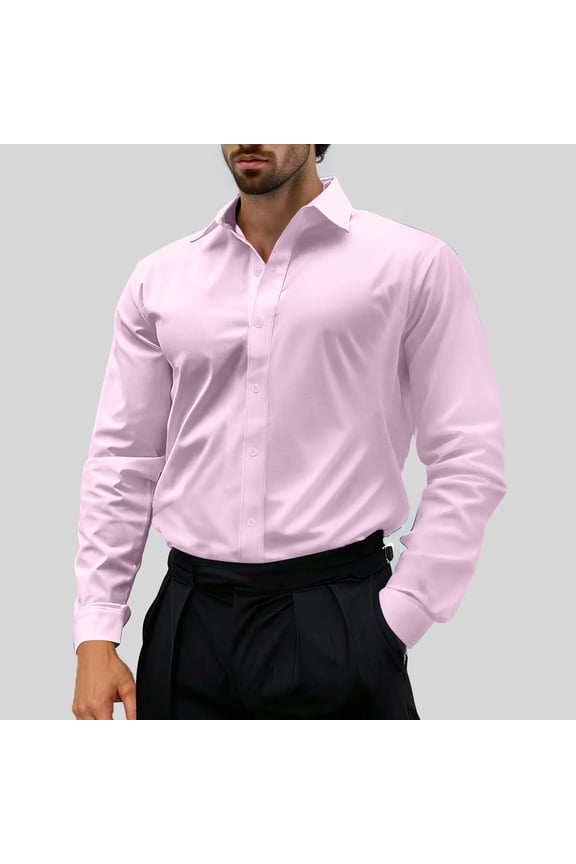 Mens Dress Shirts Long Sleeve Stand Collar Button down Lightweight Breathable Business Work Shirts