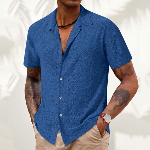 asjyhkr Mens Dress Shirts Short Sleeve Regular Fitted Lightweight Untucked Button down Shirts