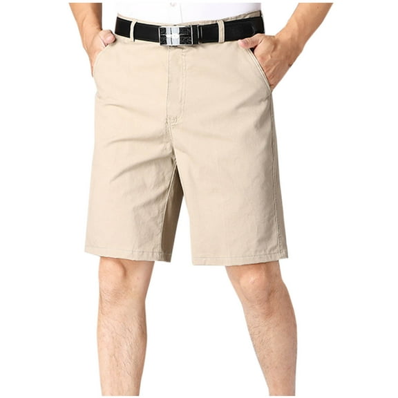 asjyhkr Mens Dress Shorts Elastic Waistband Casual Work Business Regular Fitted Shorts with Pockets