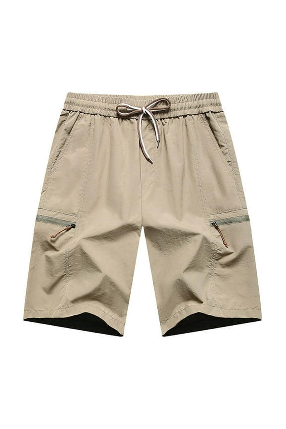 Mens Fishing Shorts with Zipper Pockets Drawstring Elastic Waist Outdoor Hiking Shorts Casual(M-5XL)