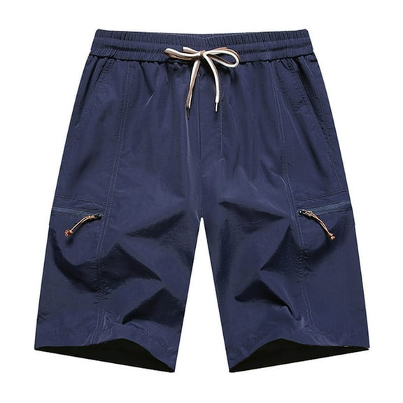 asjyhkr Mens Fishing Shorts with Zipper Pockets Drawstring Elastic Waist Outdoor Hiking Shorts Casual(M-5XL)