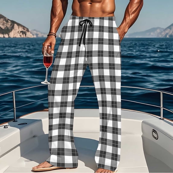 asjyhkr Mens Flannel Pajama Pants with Pockets Drawstring Comfy Soft Homewear Lounge Pjs Pants