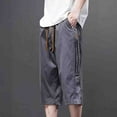 thumbnail image 1 of asjyhkr Mens Linen Pants Drawstring Elastic Waist Casual Hiking Beach Pants with Zipper Pockets Summer, 1 of 6