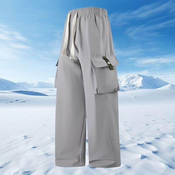 asjyhkr Mens Linen Pants Elastic Waist Drawstring Lightweight Breathable Hiking Beach Pants with Pockets
