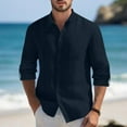 thumbnail image 1 of asjyhkr Mens Linen Shirts Long Sleeve Button down Crew Neck Shirts Lightweight Casual Beach Hiking Vacation Tops, 1 of 8