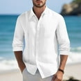 thumbnail image 1 of asjyhkr Mens Linen Shirts Long Sleeve Button down Crew Neck Shirts Lightweight Casual Beach Hiking Vacation Tops, 1 of 8