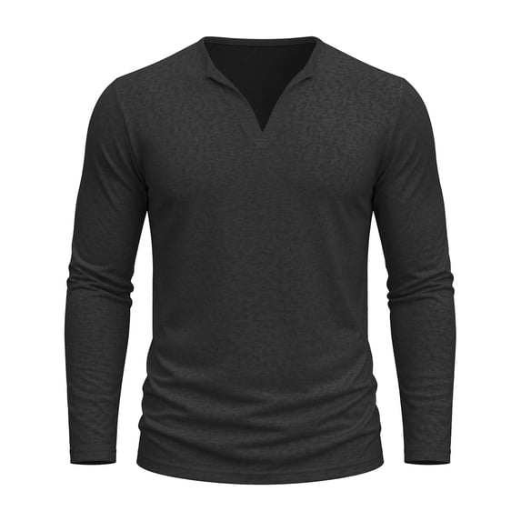 asjyhkr Mens Long Sleeve Tee Shirts Classic V-Neck Soft Daily Casual ...