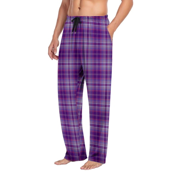 asjyhkr Mens Pajama Pants Bottoms Plaid Loungewear Straight Leg Daily Sleepwear Drawstring Home Pants with Pockets