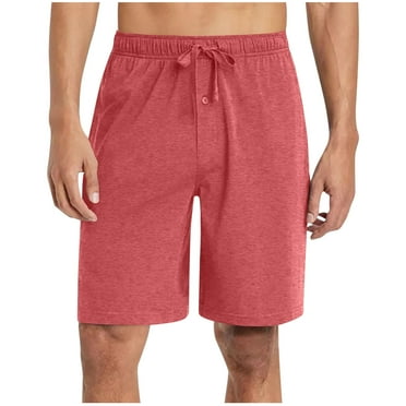asjyhkr Mens Pajama Shorts Cotton Drawstring Button Elastic Waist Comfy Stretch Lounge Bottom Sleep Shorts