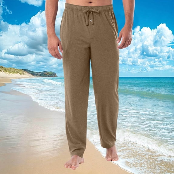 asjyhkr Mens Pajama Sleep Pants Cotton Drawstring Elastic Waist Comfy Stretch Breathable Home Louge Pants Nightwear(S-3XL)