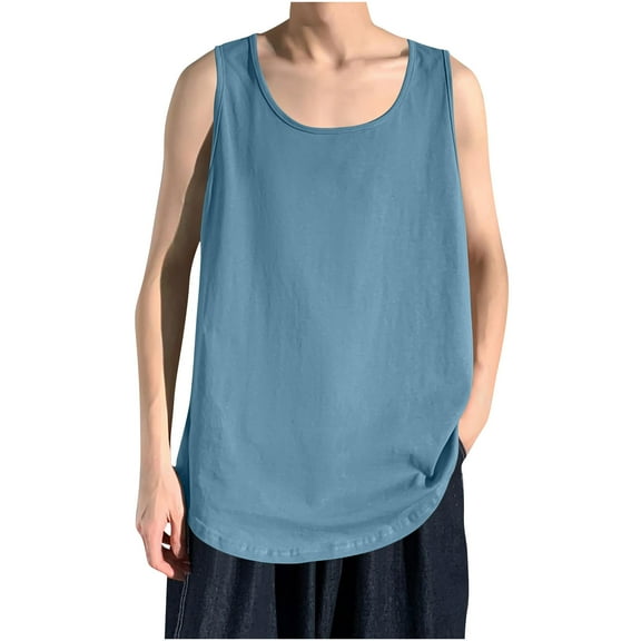 asjyhkr Mens Pajama Tank Tops Loungewear Cotton Sleep Sleeveless Shirts Comfy Stretch Loose Fitted Undershirts