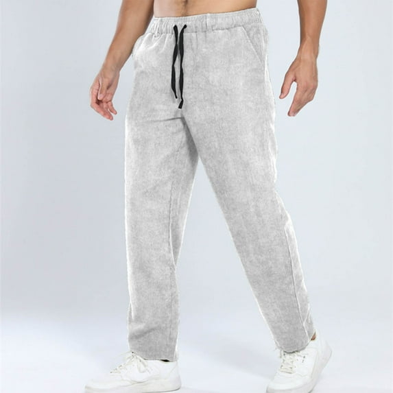 asjyhkr Mens Pants Elastic Waist Striped Stretch Loose Casual Breathable Solid Color Hiking Camping Outdoor Pants with Pockets