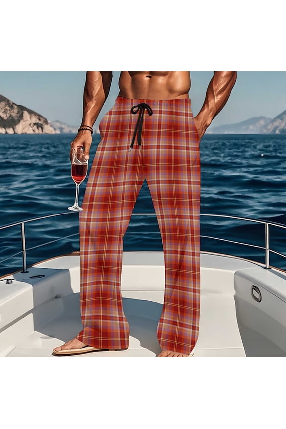 Mens Pj Pajama Pants Bottoms Lounge Sleepwear Plaid Pjs with Pockets