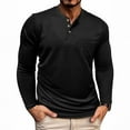 thumbnail image 1 of asjyhkr Mens Shirts Button Crew Neck Long Sleeve Pullover Casual Breathable Solid Color Workout Gym Running Tops with Pockets, 1 of 7