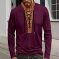 thumbnail image 1 of asjyhkr Mens Shirts Long Sleeve Drawstring Stand Collar Pullover Casual Breathable Color Block Hiking Outdoor Vacation Tops, 1 of 7