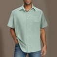 thumbnail image 1 of asjyhkr Mens Short Sleeve Dress Shirts Stretch Beach Vacation Summer Tops with Pockets, 1 of 6