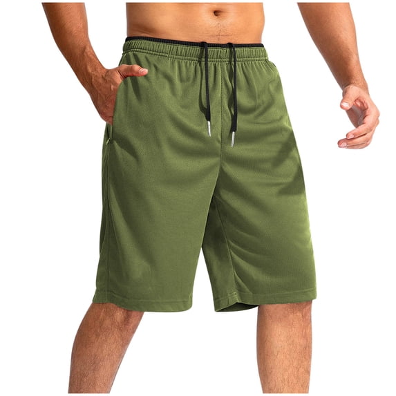 asjyhkr Mens Summer Beach Shorts Elastic Waist Drawstring Mesh Running Gym Athletic Shorts with Zipper Pockets