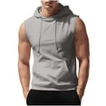 thumbnail image 1 of asjyhkr Mens Summer Gym Hoodies Sleeveless Shirts Drawstring and Pockets Workout Running Tees, 1 of 6