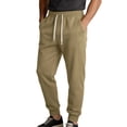 thumbnail image 1 of asjyhkr Mens Sweatpants Athletic Workout Joggers Stretchy Waist Chino Drawstring Dailywear Casual Pants with Pockets(Large,Khaki), 1 of 8