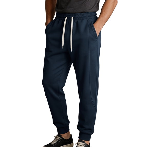 asjyhkr Mens Sweatpants Athletic Workout Joggers Stretchy Waist Chino Drawstring Dailywear Casual Pants with Pockets(X-Small,Navy)