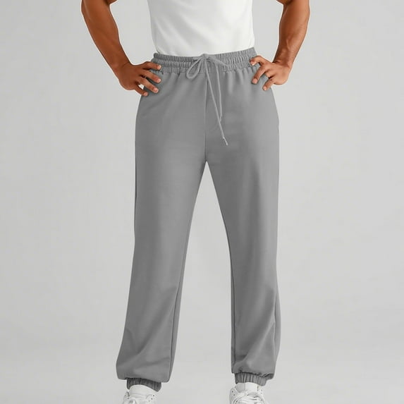 asjyhkr Mens Sweatpants Elastic Waist Drawstring Jogger Running Gym Athletic Pants with Pockets
